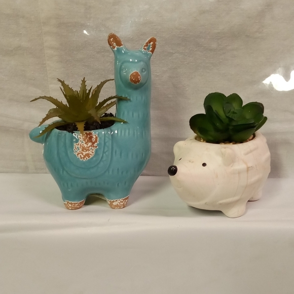 💕OLD East Main Animal Figurine Planters,Greenery Ceramic Window Seal/Shelf - Picture 1 of 6